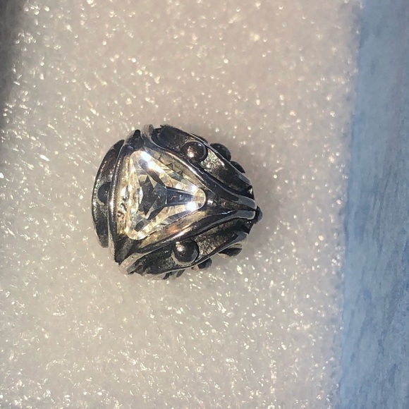 TROLLBEADS Sterling Silver Crystal Triangles Splitter Pendant Charm Bead 12301 - Picture 3 of 8